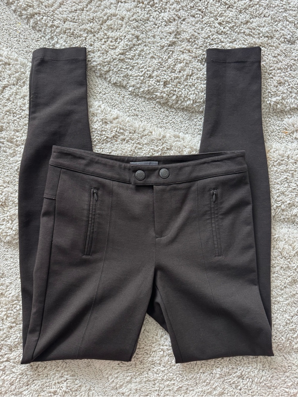 Vince Luxury Chocolate Brown Ponte Pull-On Pants Women’s Slim Stretch Size 0